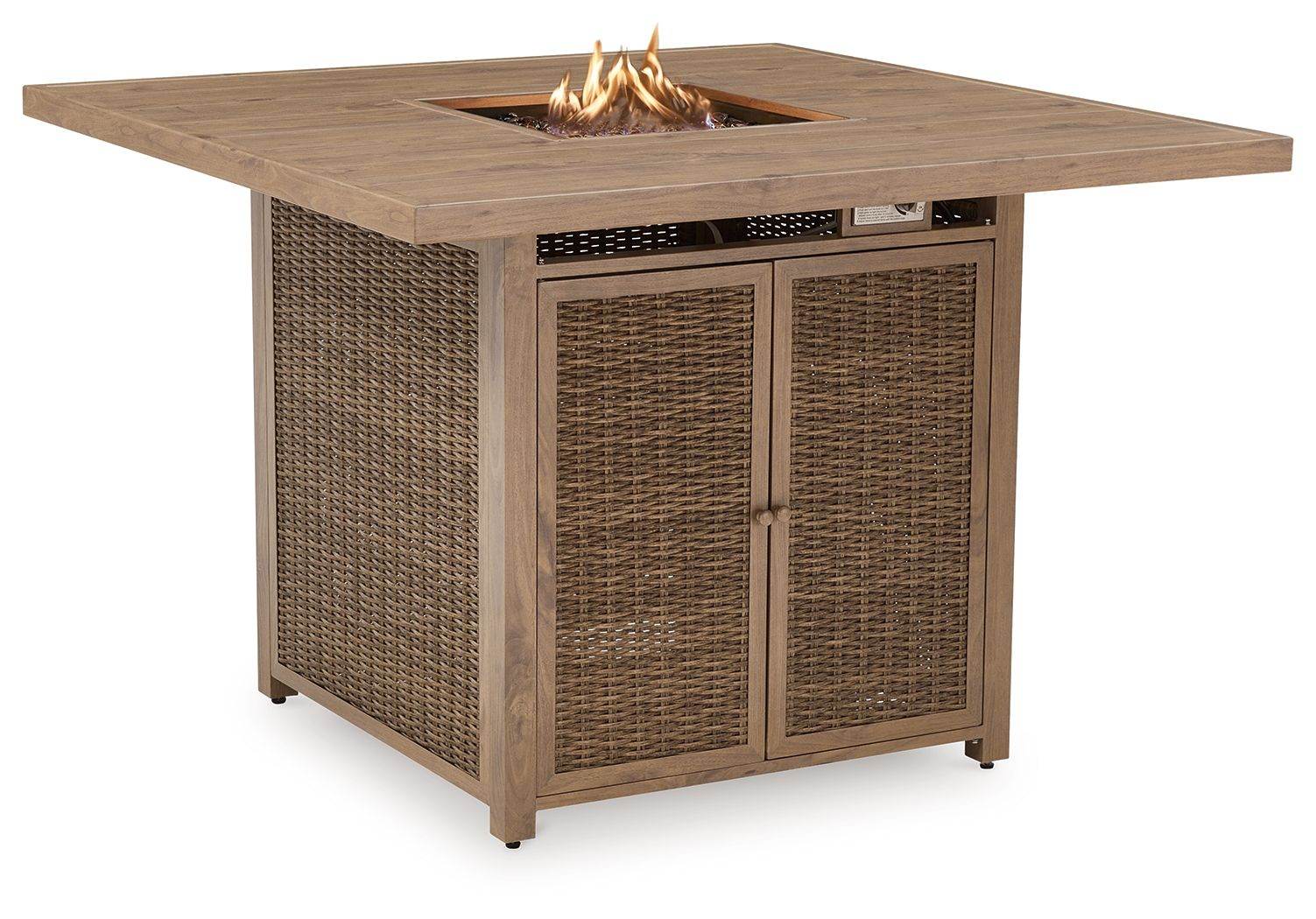 Walton Bridge - Driftwood - Square Bar Table W/Fire Pit - Forward Furniture