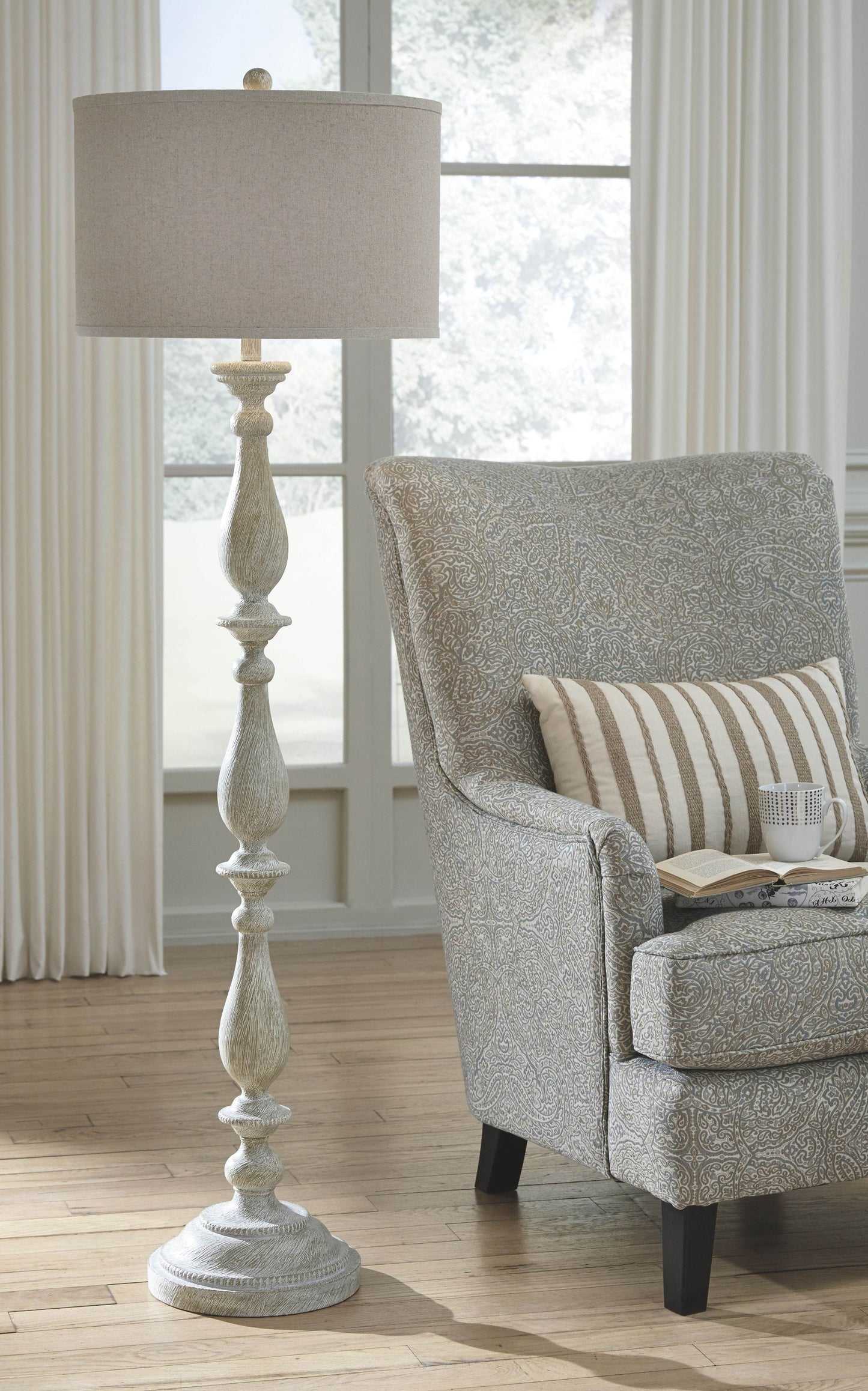 Bernadate - Whitewash - Poly Floor Lamp - Forward Furniture