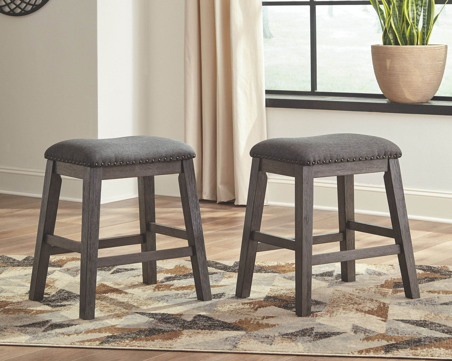 Caitbrook - Gray - Upholstered Stool (Set of 2) - Forward Furniture