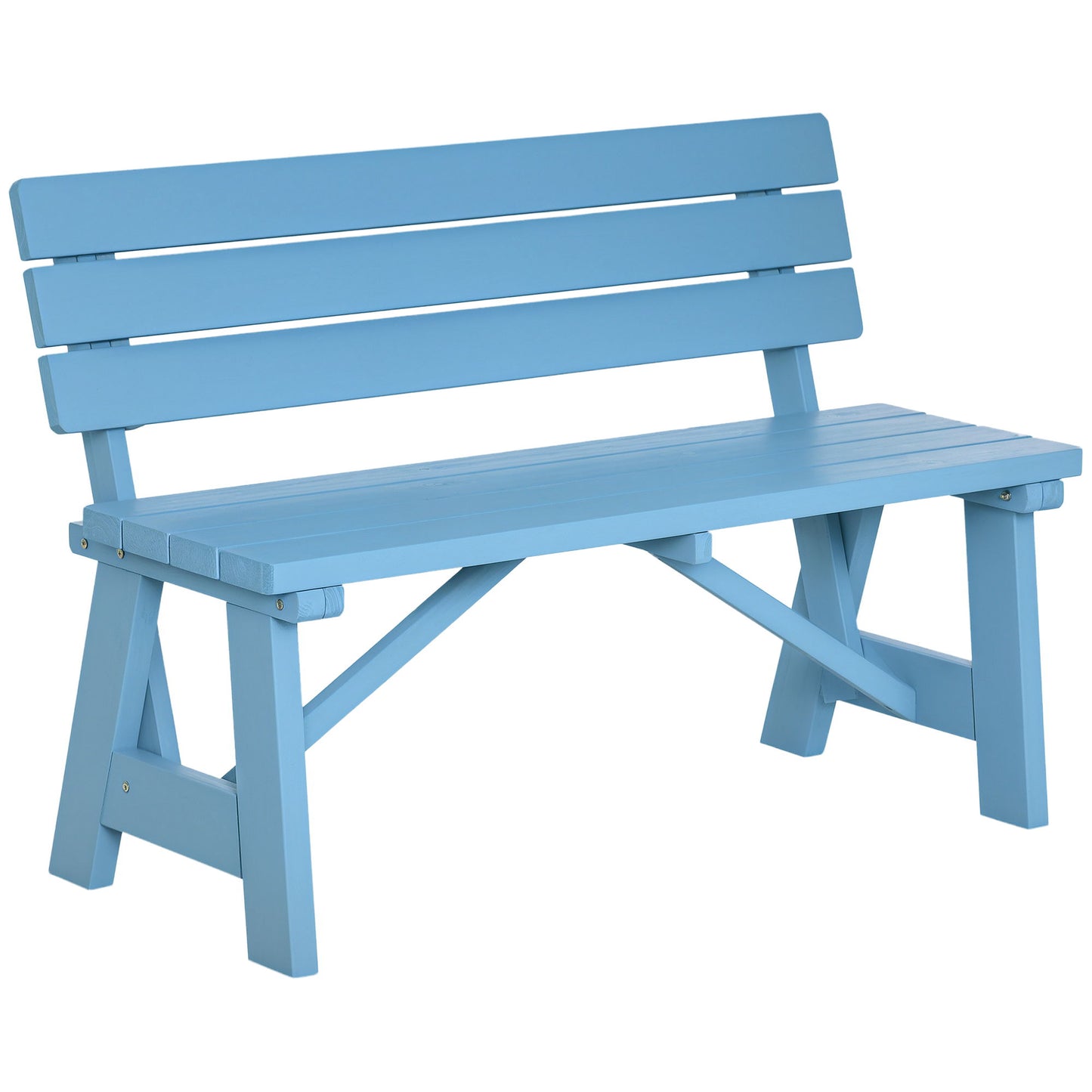 Wooden Garden Bench for Outdoor, 2-person Patio Bench, Loveseat Furniture for Lawn, Deck, Yard, Porch and Entryway, Blue