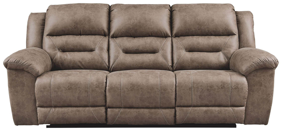Stoneland - Power Reclining Sofa - Faux Leather - Fossil
