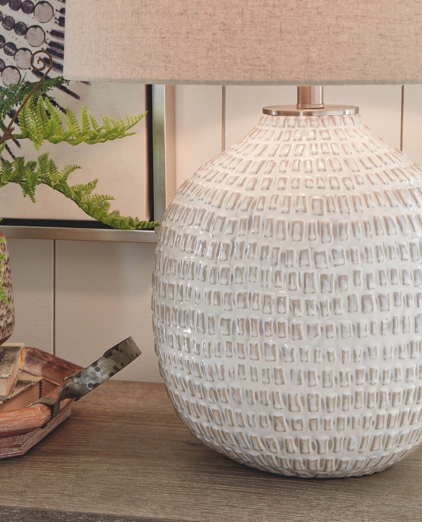 Jamon - Beige - Ceramic Table Lamp - Forward Furniture