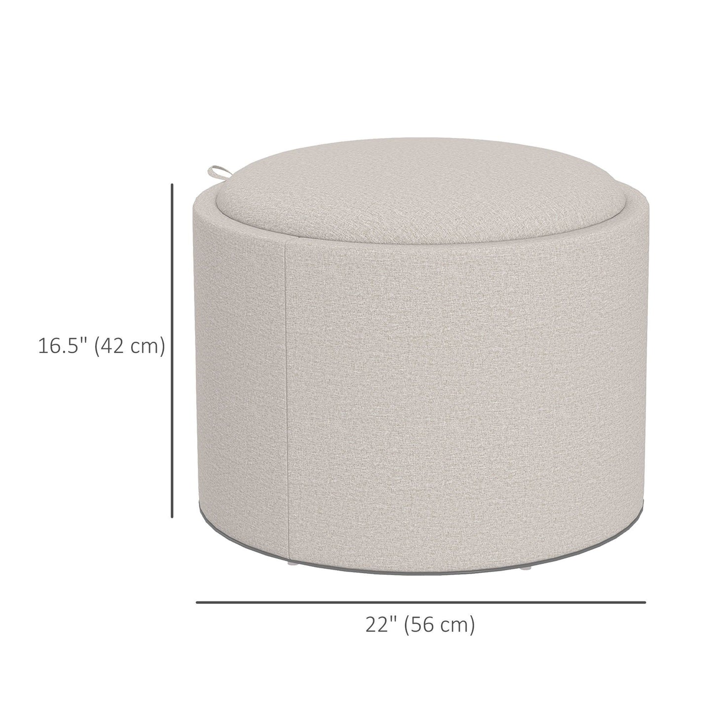 Round Coffee Table with Hidden Storage - Cream White