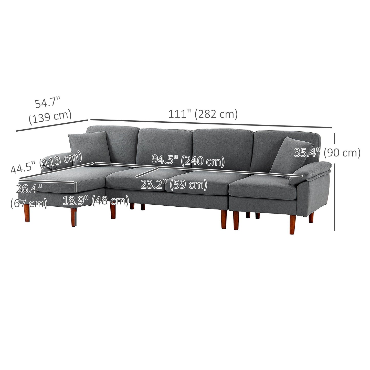 L-Shaped Sectional Sofa with Reversible Chaise - Dark Grey