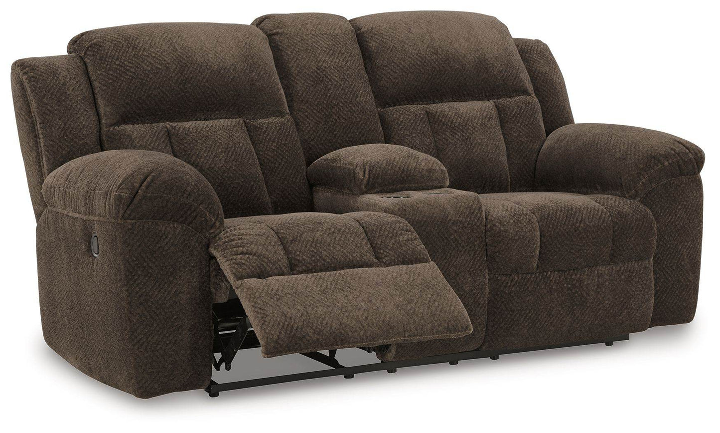 Frohn - Chocolate - Dbl Reclining Loveseat With Console - Fabric - Forward Furniture