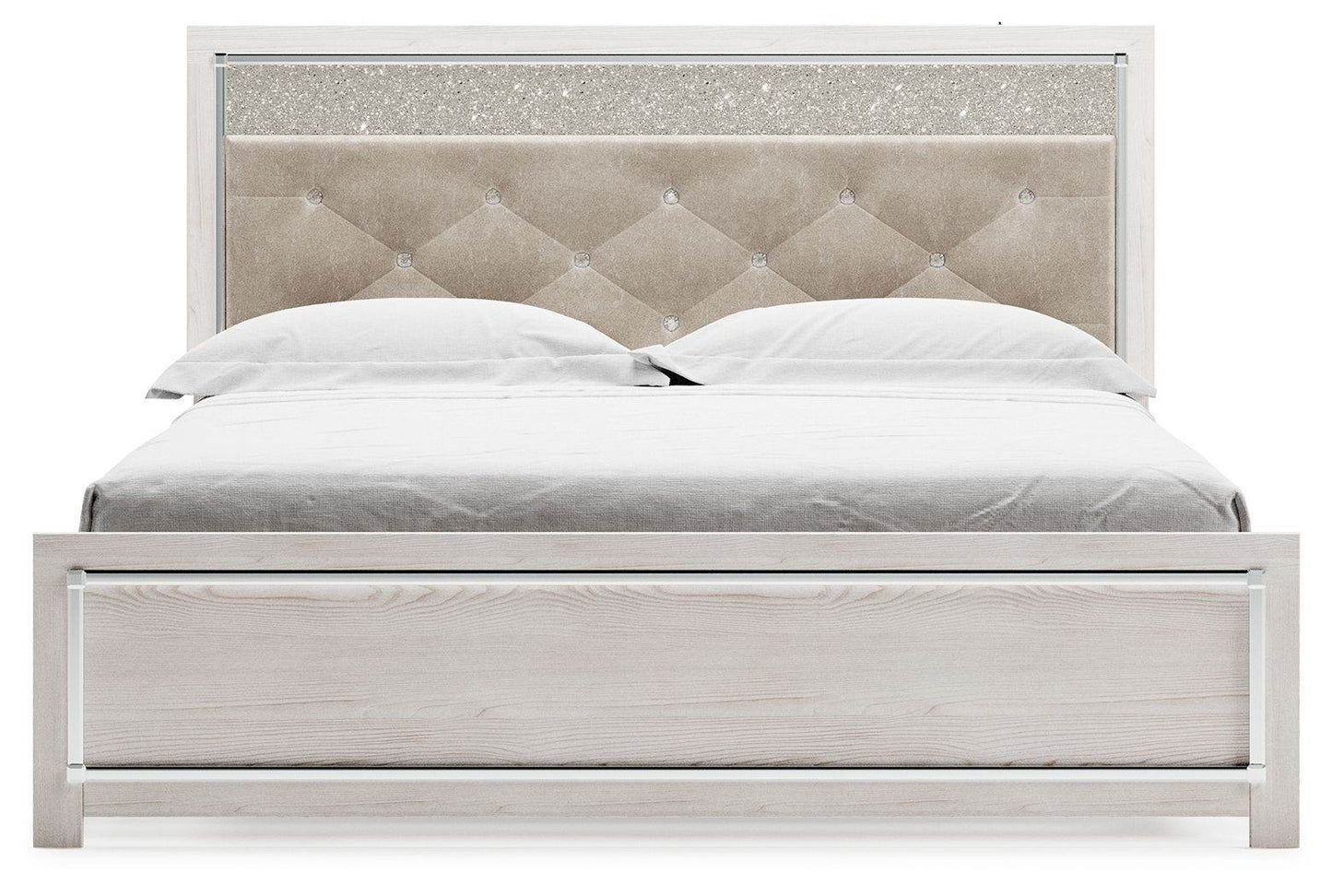 Altyra - White - King Panel Bed With Upholstered Headboard - Forward Furniture
