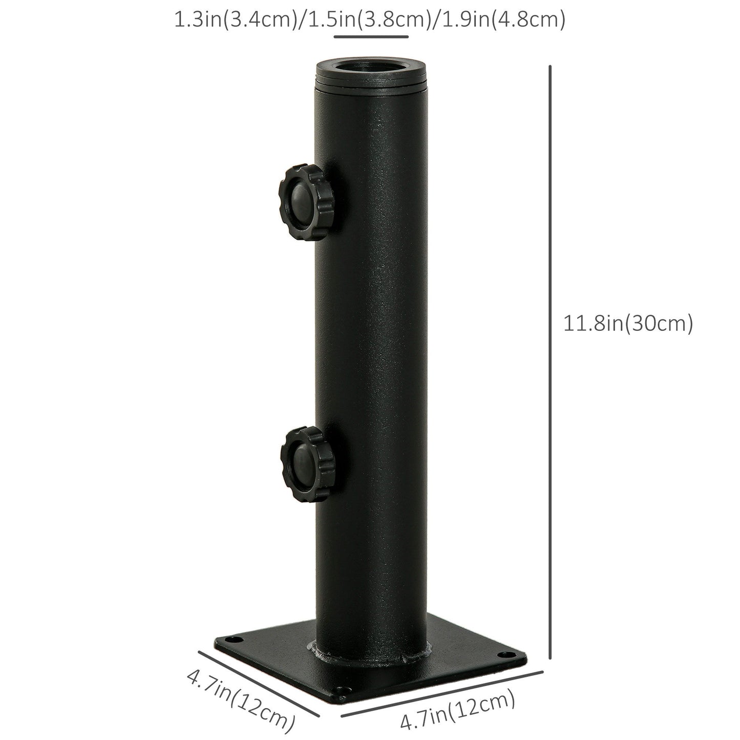 Deck Mount Umbrella Holder, Outdoor Umbrella Base Stand for Deck, Dock, Patios Garden, Pontoon, Black