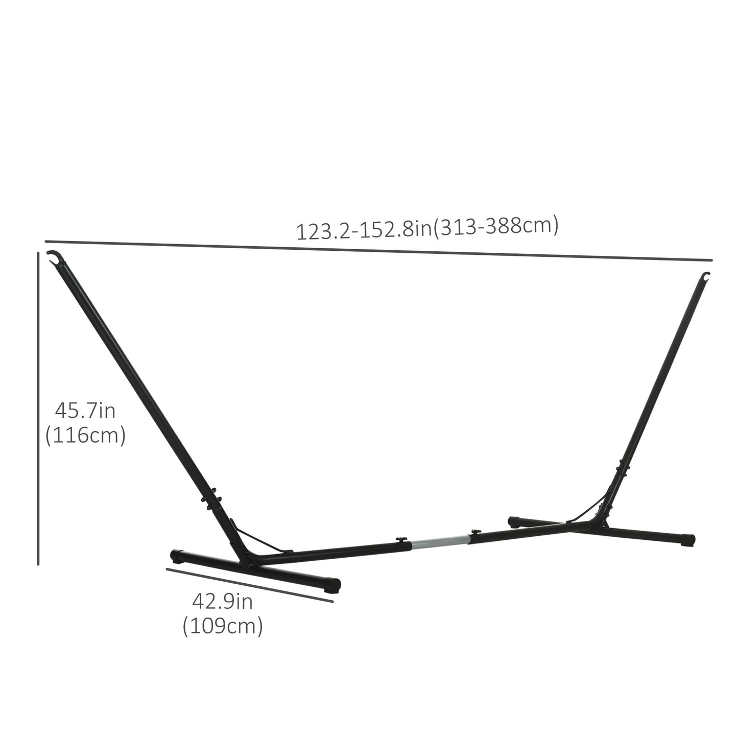 Adjustable Hammock Stand, Fits 10-13 ft Hammocks Up to 264lbs Capacity,Black