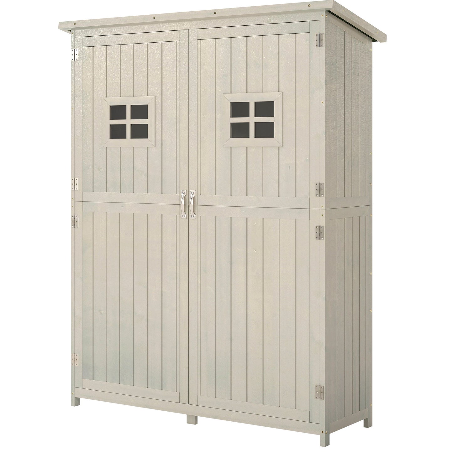 4x1.5ft Wooden Garden Sheds, Outdoor Storage with Windows and Double Door for Gardeners, Grey
