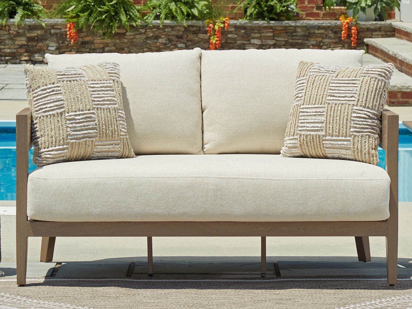 Serene Bay - Dark Brown / White - Loveseat With Cushion - Forward Furniture