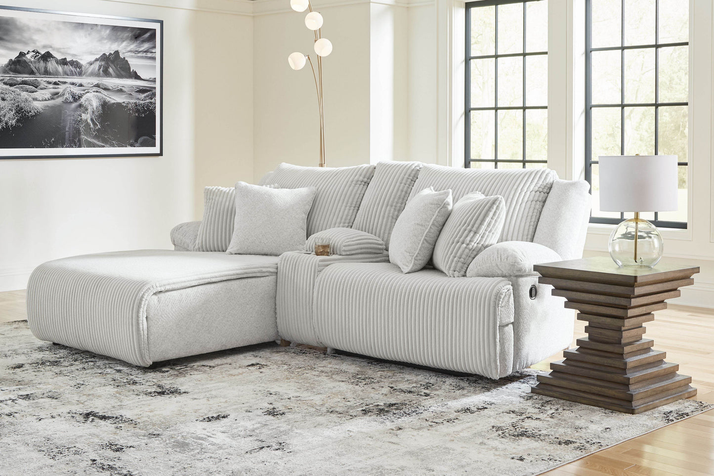 Top Tier - Alloy - 3-Piece Reclining Sectional Sofa Laf Press Back Chaise - Fabric - Forward Furniture