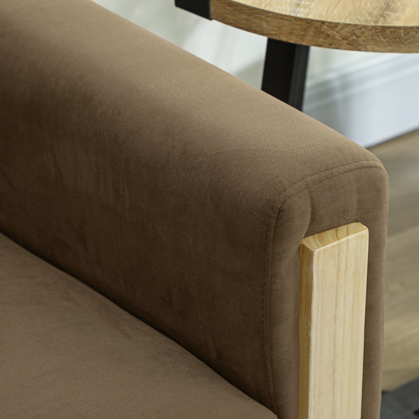 53" Loveseat Sofa, Small 2 Seater Couch with Solid Wood Legs, Modern Velvet Sofa for Living Room, Small Spaces,Brown