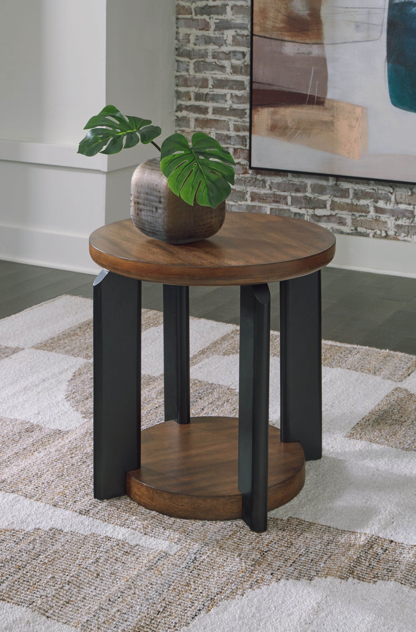 Kraeburn - Brown / Black - Round End Table - Forward Furniture