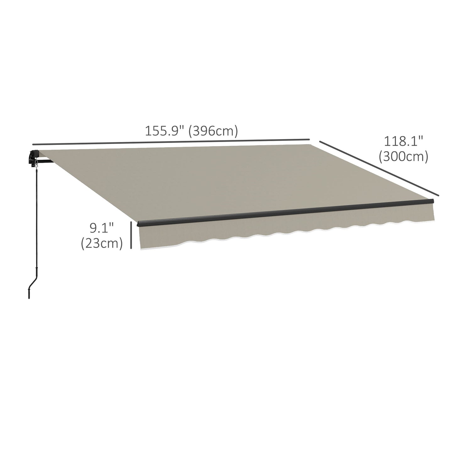 13' x 10' Retractable Awning, UV 30+ Resistant Sunshade Shelter with Adjustable Angle from 45-85°, Light Grey