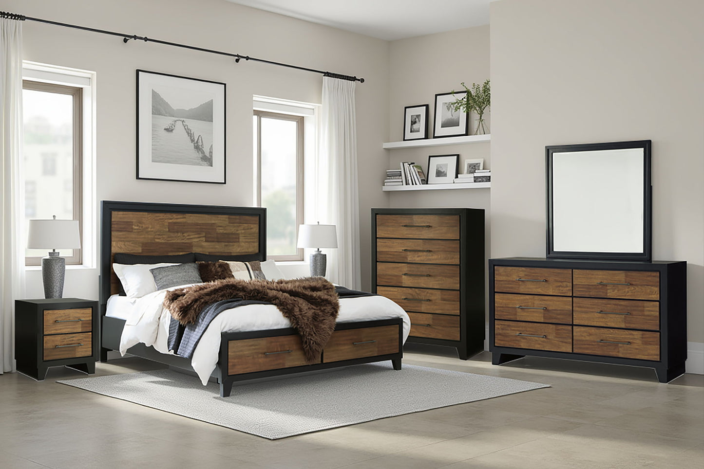 Kraeburn - Queen Panel Storage Bed - Brown / Black