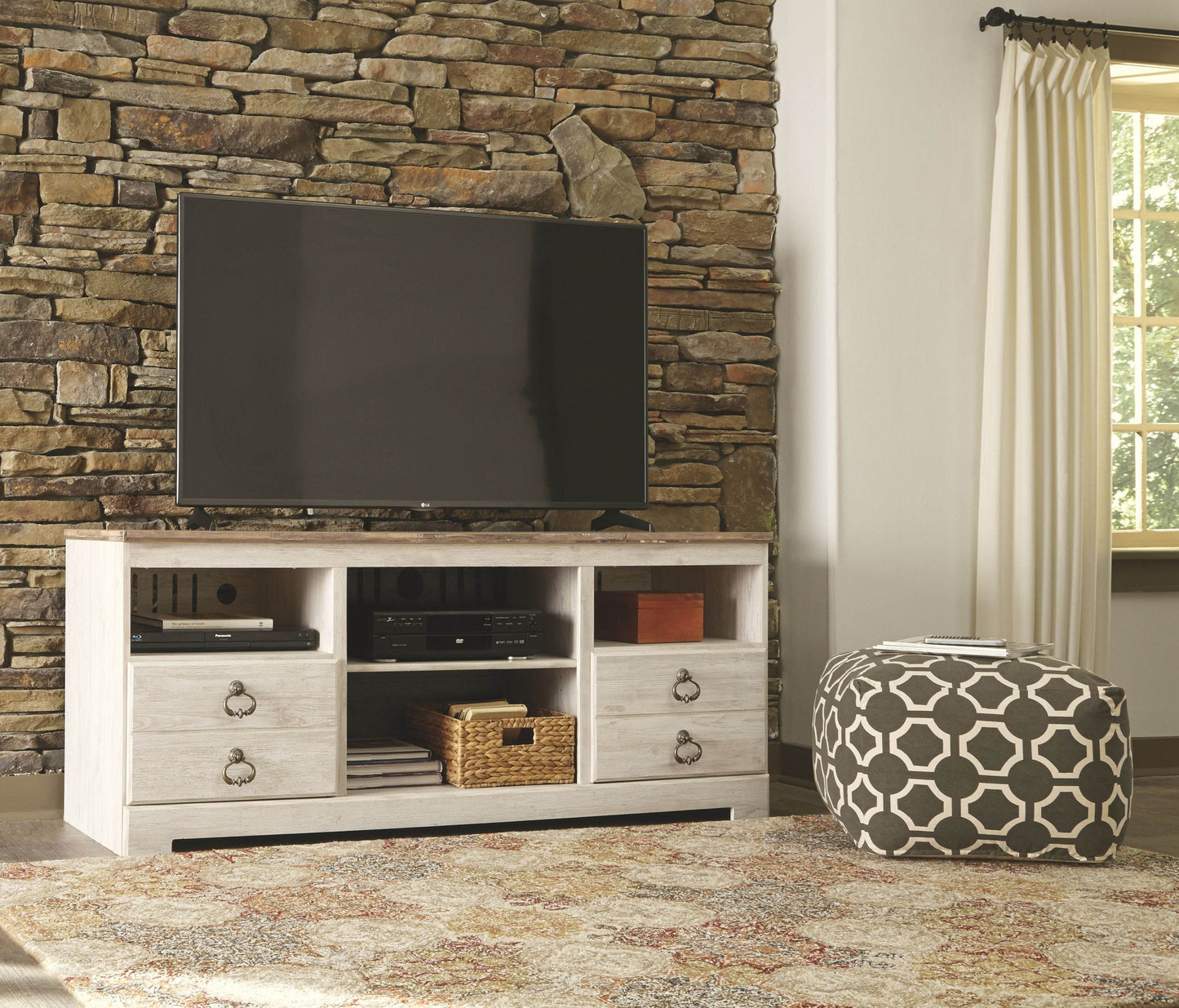 Willowton - TV Stand With Fireplace Option - Forward Furniture