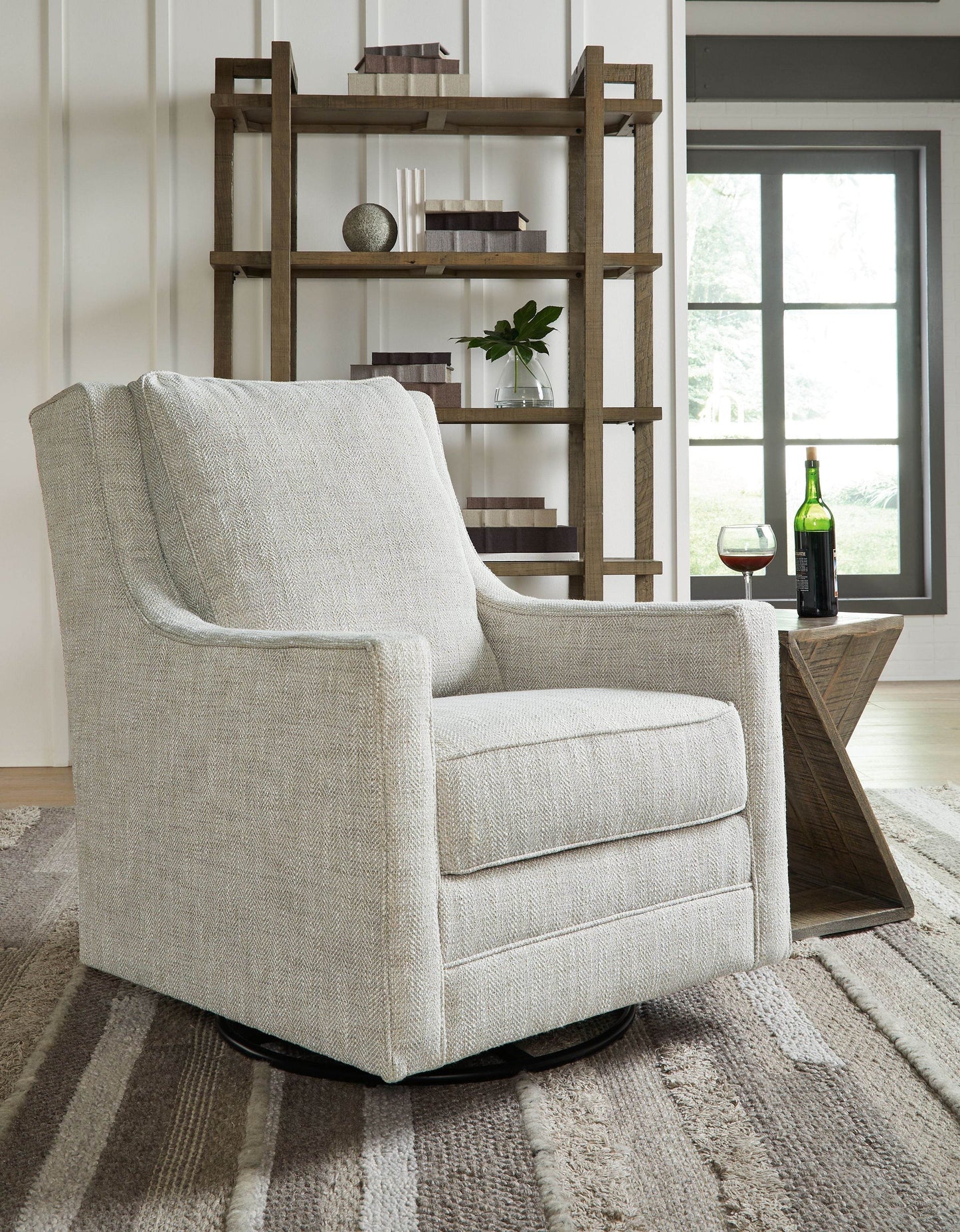 Kambria - Fog - Swivel Glider Accent Chair - Fabric - Forward Furniture