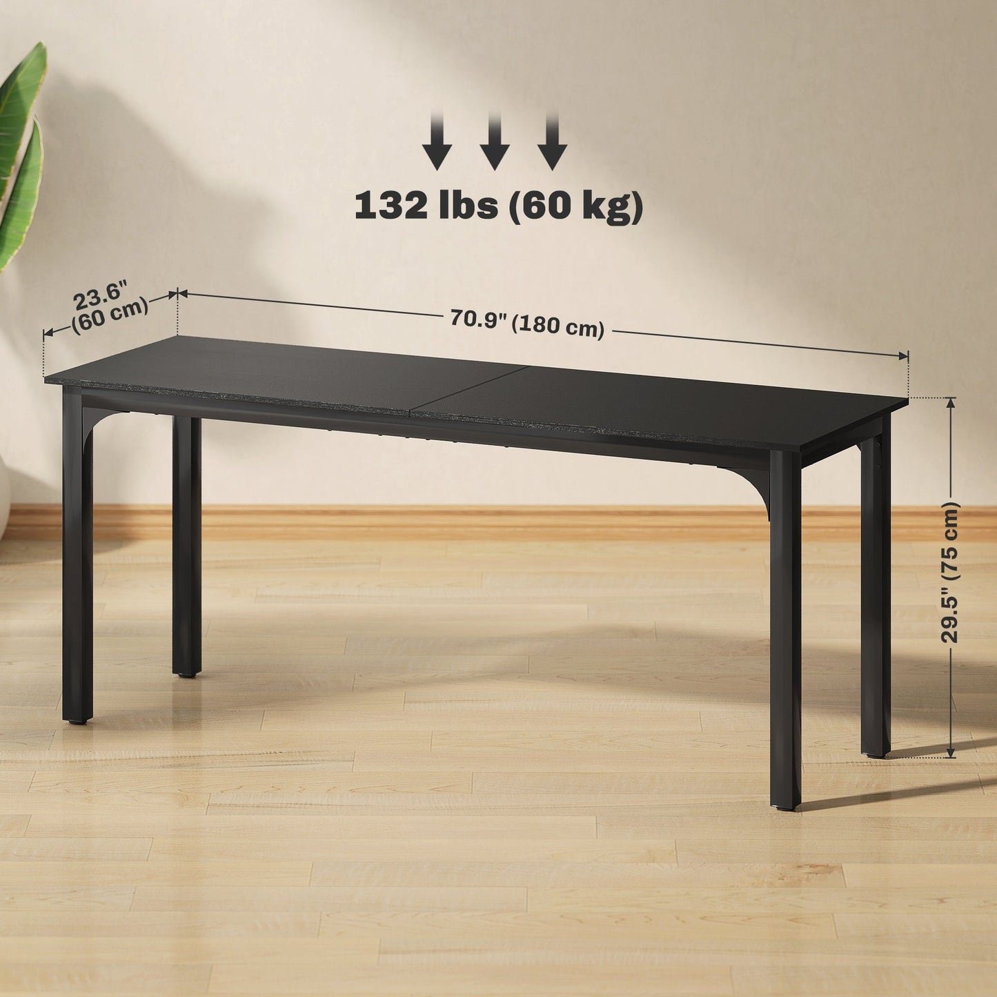 71" Computer Desk with Metal Legs - Distressed Black
