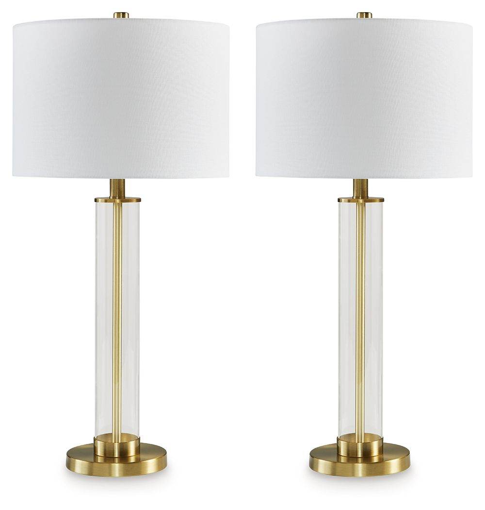 Orenman - Glass Table Lamp (Set of 2) - Clear / Brass Finish