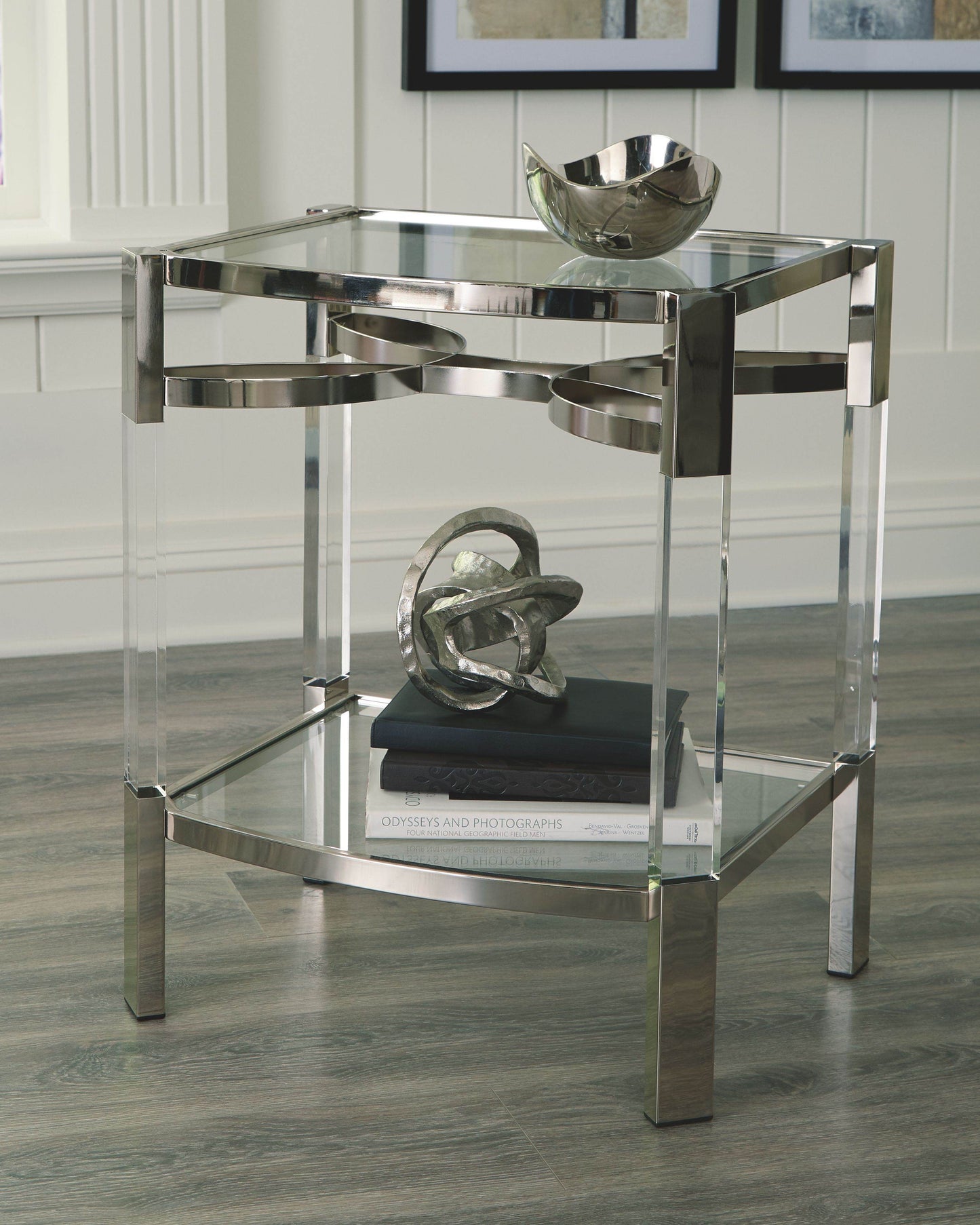 Chaseton - Clear / Silver Finish - Accent Table - Forward Furniture