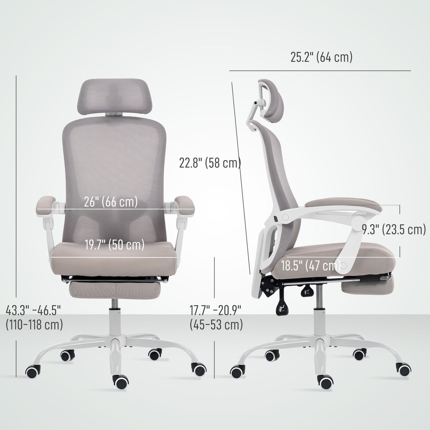 Ergonomic Mesh Office Chair with Lumbar Support - Grey