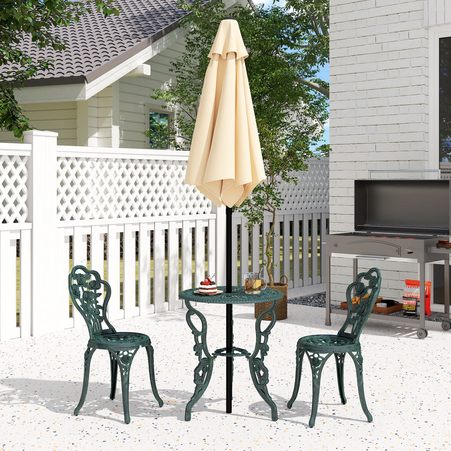3 Pieces Patio Bistro Table and Chairs Antique Green