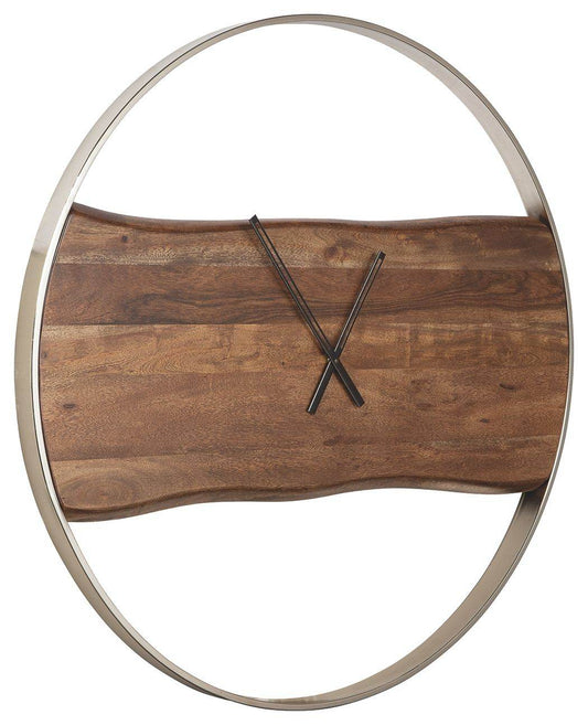 Panchali - Brown / Silver Finish - Wall Clock - Forward Furniture