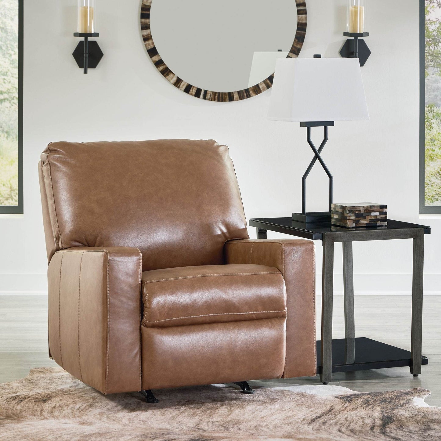 Bolsena - Caramel - Rocker Recliner - Leather Match - Forward Furniture