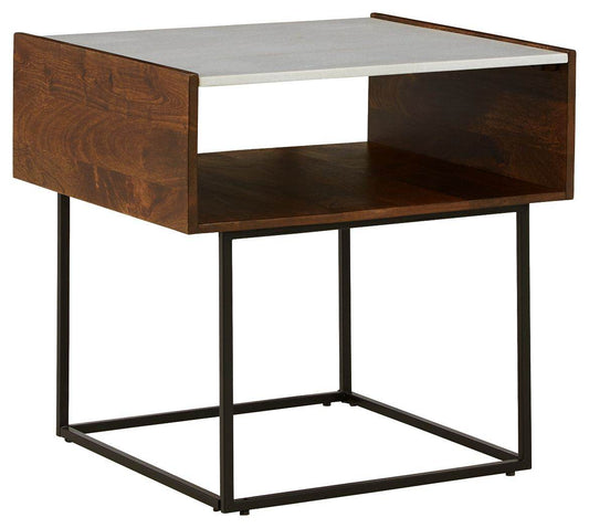 Rusitori - Brown / Beige / White - Rectangular End Table - Forward Furniture