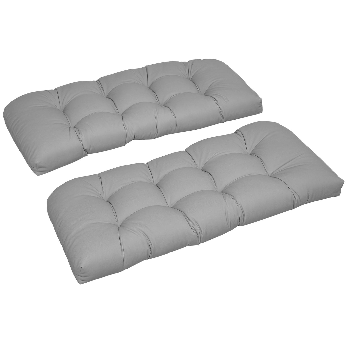 Set of 2 Patio Bench Replacement Cushions, 2 Seater Outdoor Loveseat Cushion Seat Pad, 43" x 19" x 3", Grey