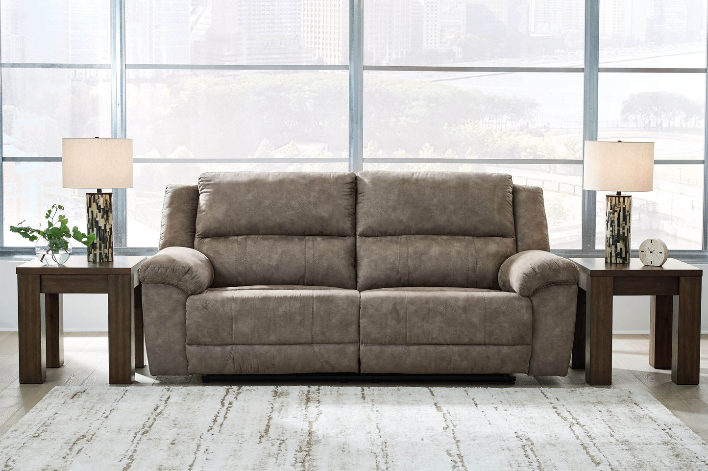 Laresview - Fossil - 2 Seat Reclining Sofa - Faux Leather - Forward Furniture