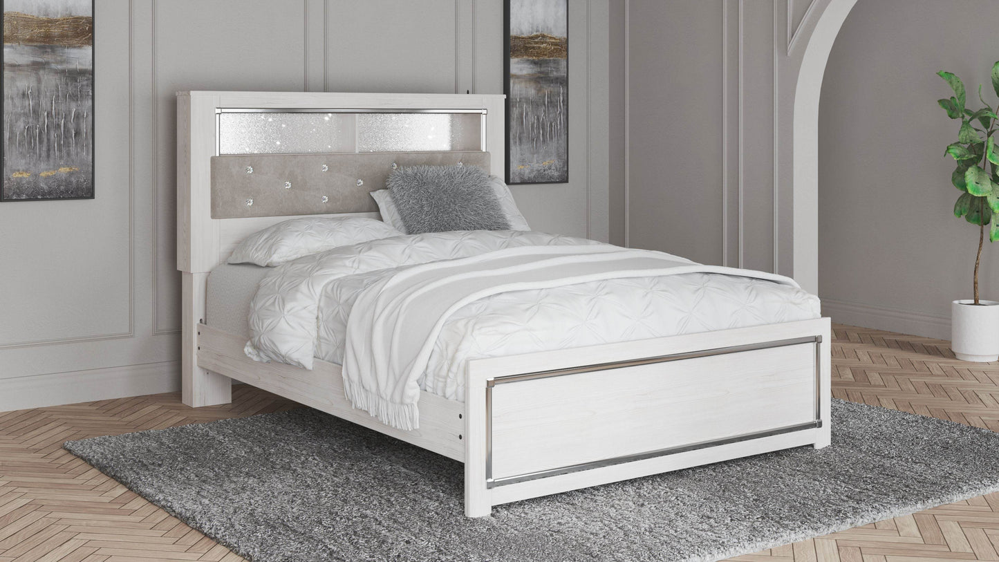 Altyra - White - Queen Panel Bookcase Bed With Roll Slats - Forward Furniture