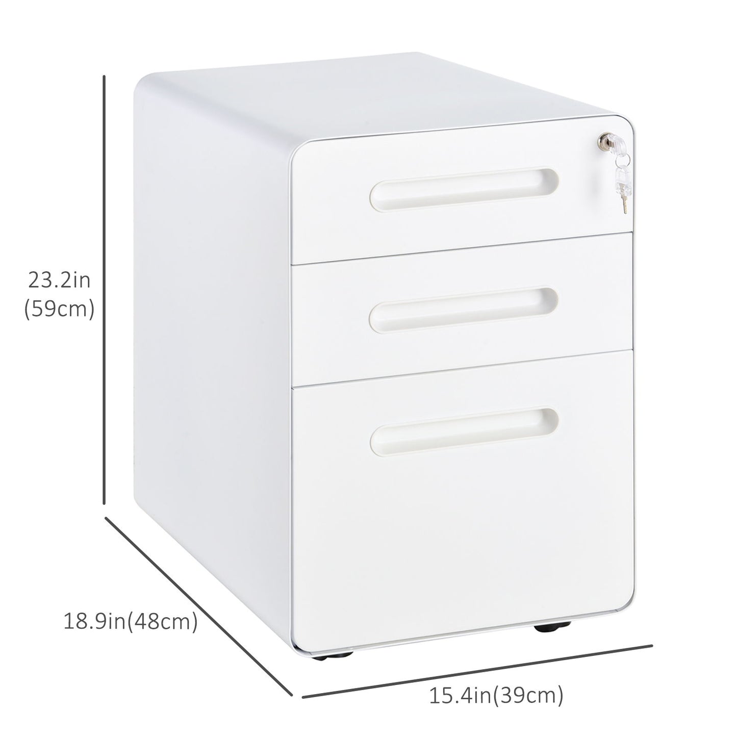 Lockable File Cabinet, Steel Filing Cabinet on Wheels for Legal, A4, Letter Size, Home Office