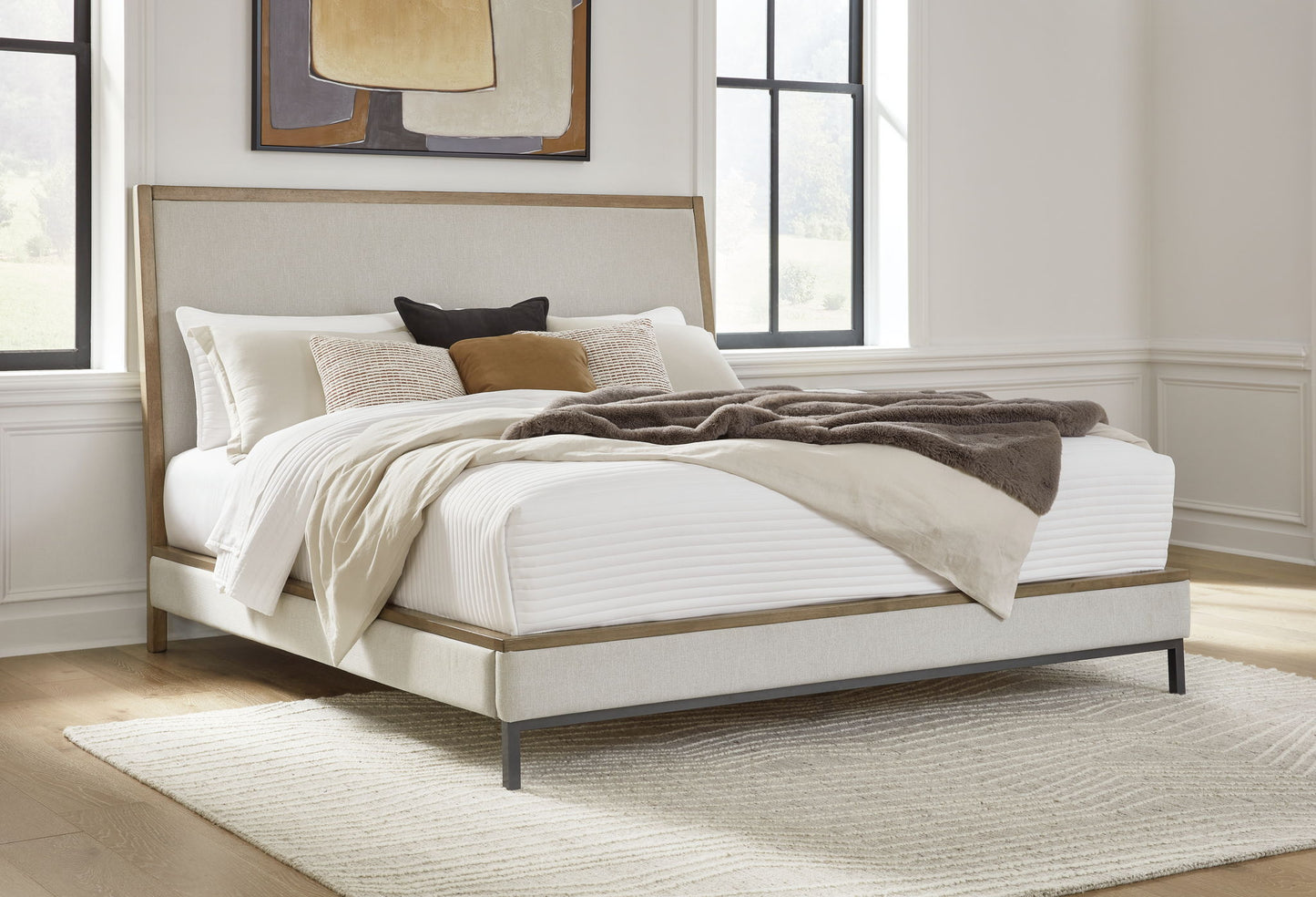Tomtyn - King Upholstered Bed - Light Brown