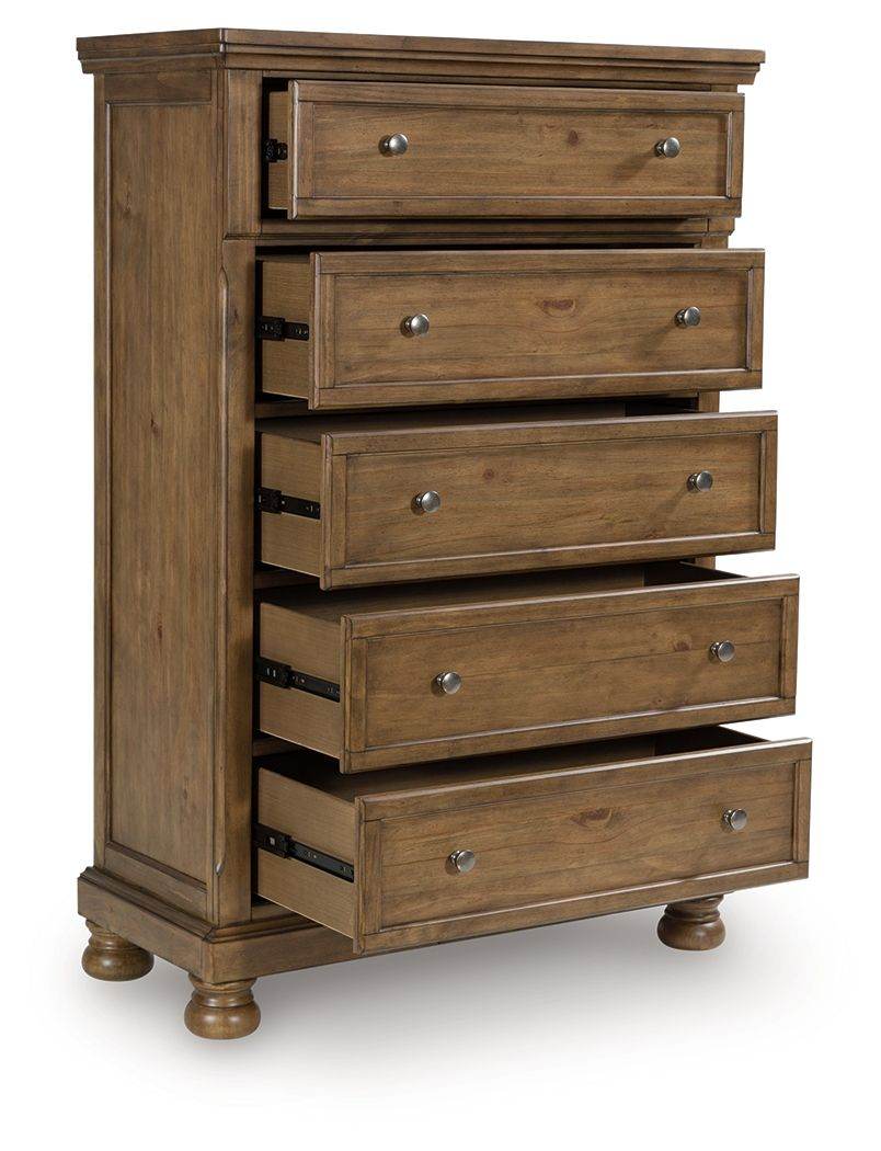 Feddinger - Medium Brown - Five Drawer Chest - Forward Furniture