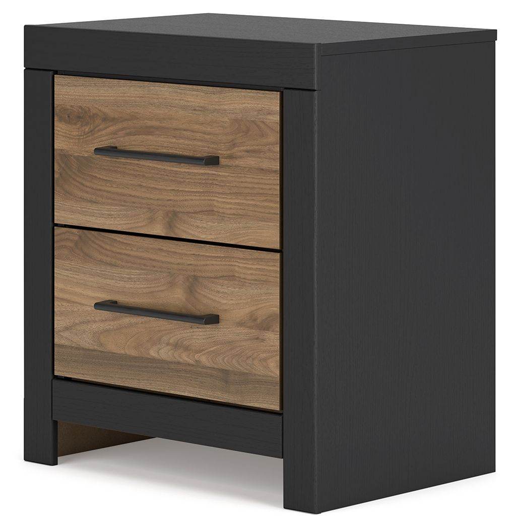 Vertani - Black / Honey Brown - Two Drawer Night Stand - Forward Furniture
