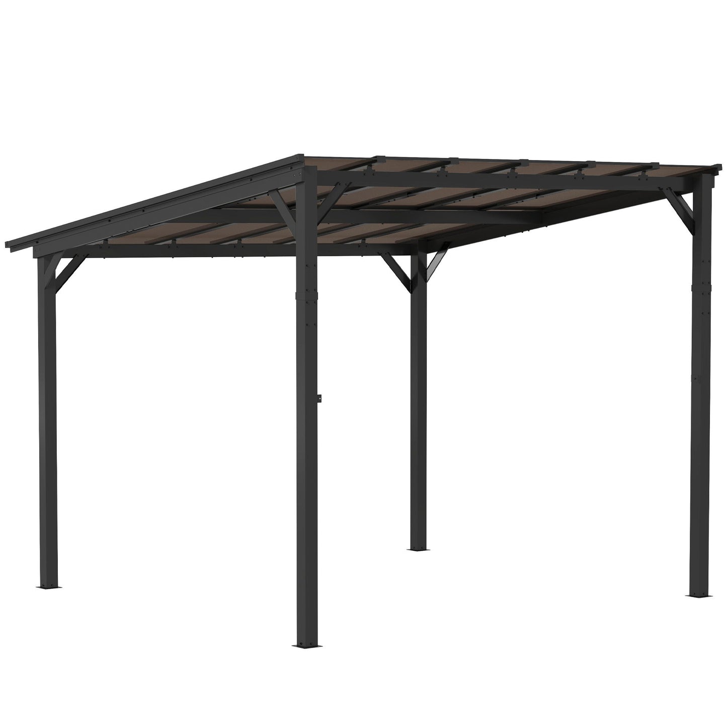10' x 10' Hardtop Gazebo Wall-Mounted / Free Standing Outdoor Pergola with UPF 50+ & Waterproof Polycarbonate Roof