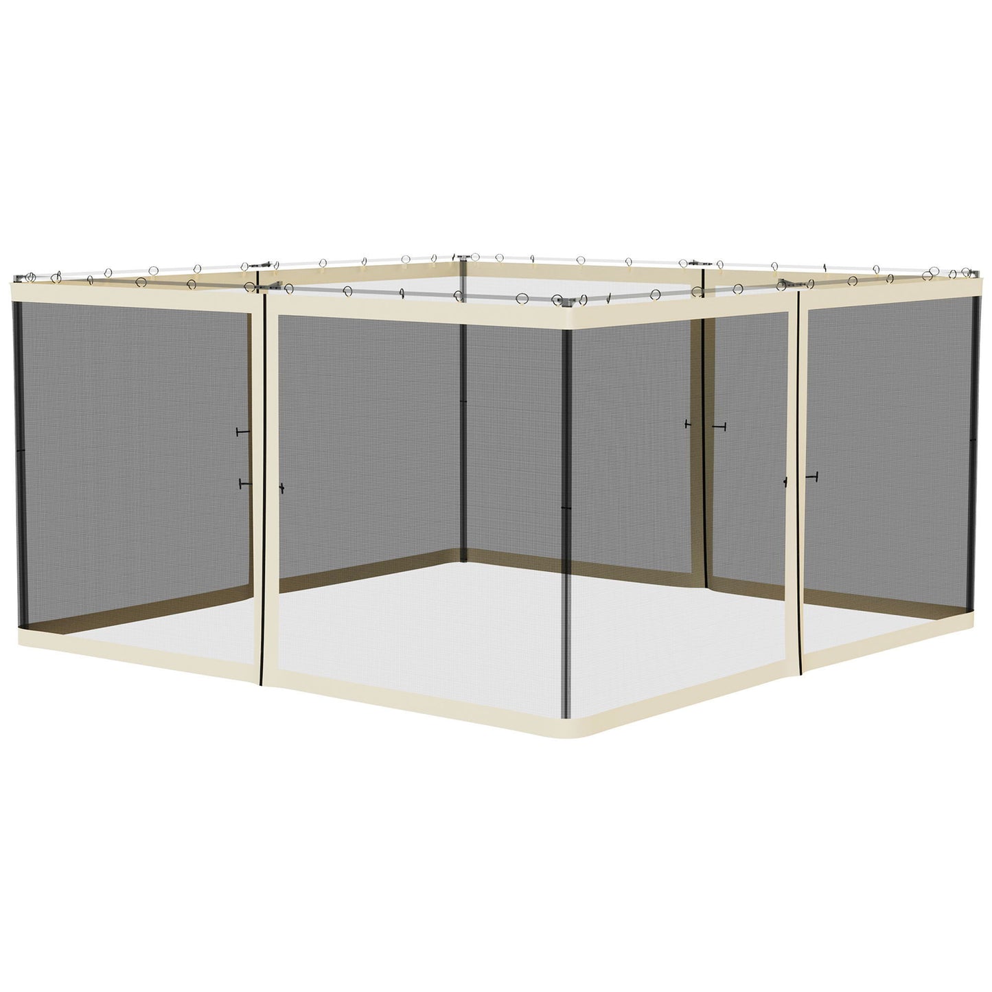 Replacement Mosquito Netting for Gazebo 13' x 13' Black Screen Walls for Canopy with Zippers for Parties and Outdoor Activities, Cream White