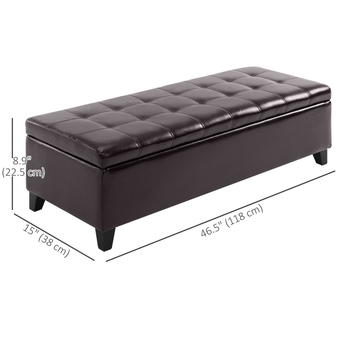 51" Storage Ottoman Bench with Wood Legs - Brown