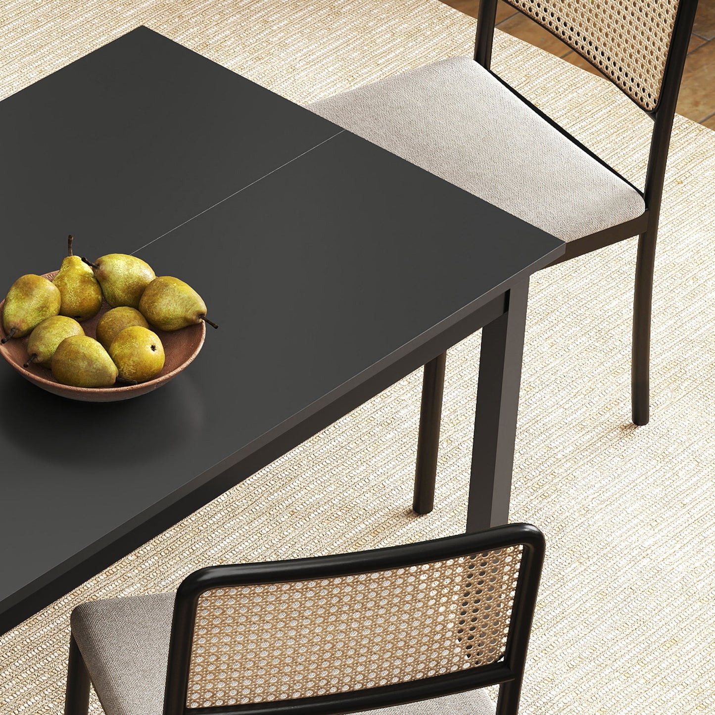 47" x 30" Dining Table, Farmhouse Dining Room Table with Pine Wood Frame, Space Saving Kitchen Table, Black