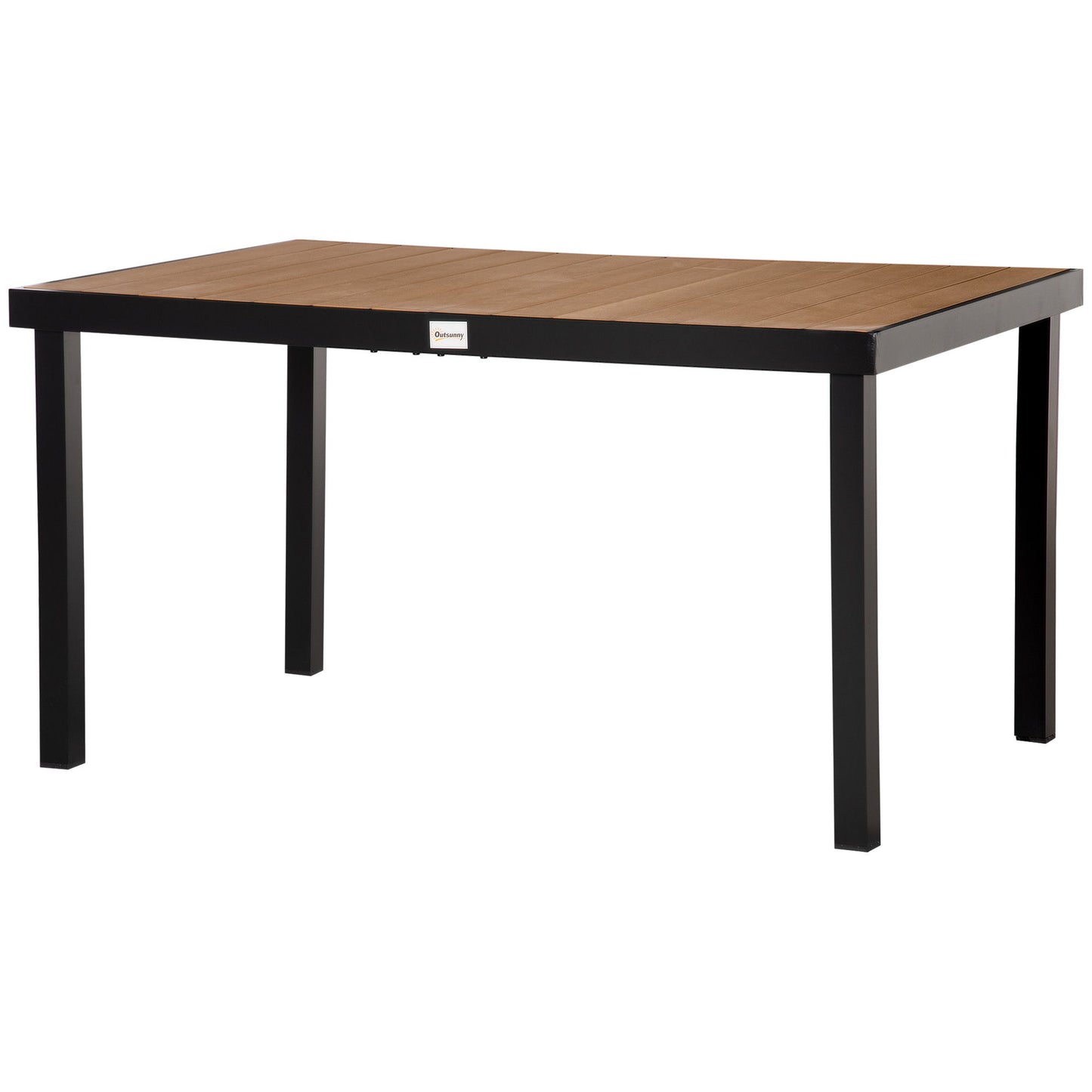 Aluminum Outdoor Dining Table for 6, Rectangular Patio Dining Table 55" L x 35.5" W x 29.25" H, Modern Garden Table for Kitchen, Dining Room, Patio, Natural