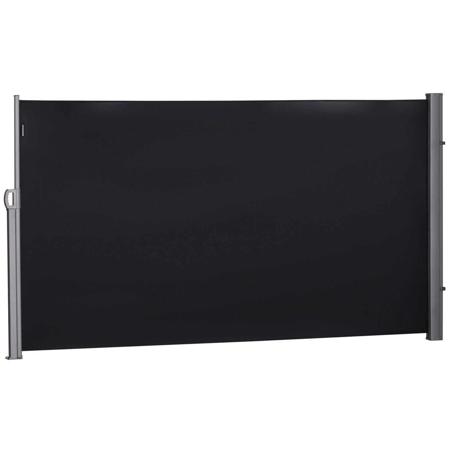 118" x 71" Outdoor Folding Privacy Screen Retractable Side Awning Patio with Resistance to UV Rays and Wind Black