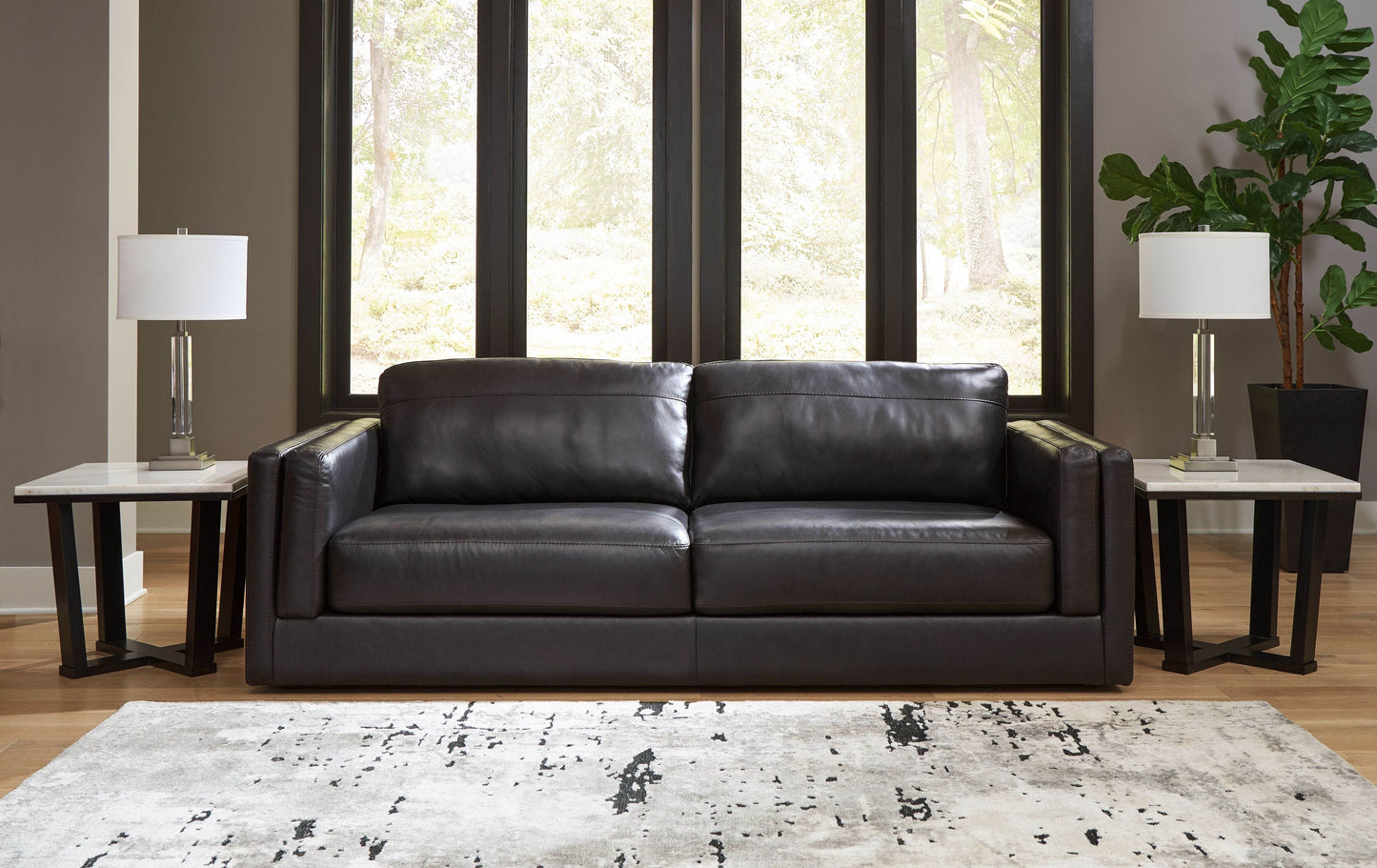 Amiata - Onyx - Sofa - Leather Match - Forward Furniture