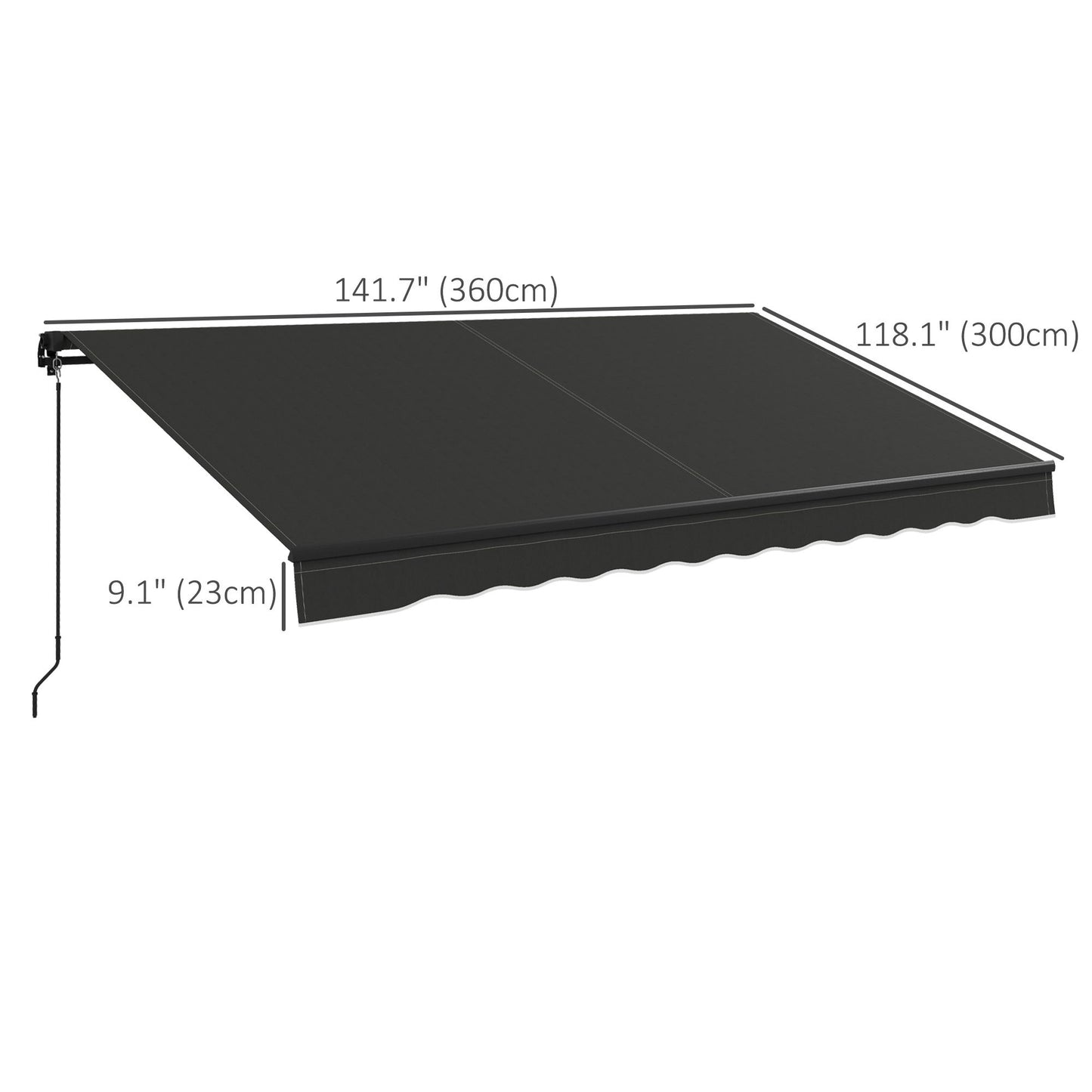12' x 10' Retractable Awning, 280gsm UV Resistant Sunshade Shelter, for Deck, Balcony, Yard, Black