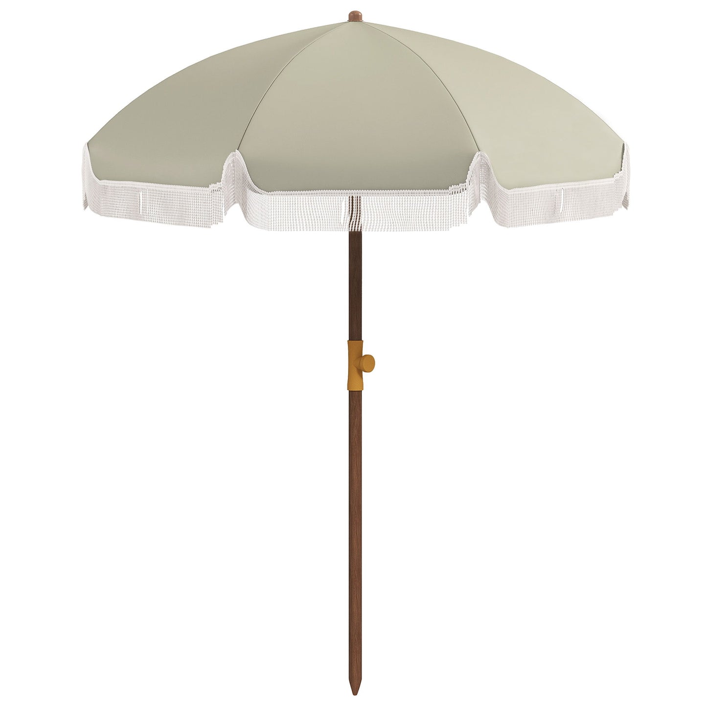 6.2' Beach Umbrella for Travel, Vent, Ruffles, Carry Bag, Portable Outdoor Umbrella for Garden, Light Green