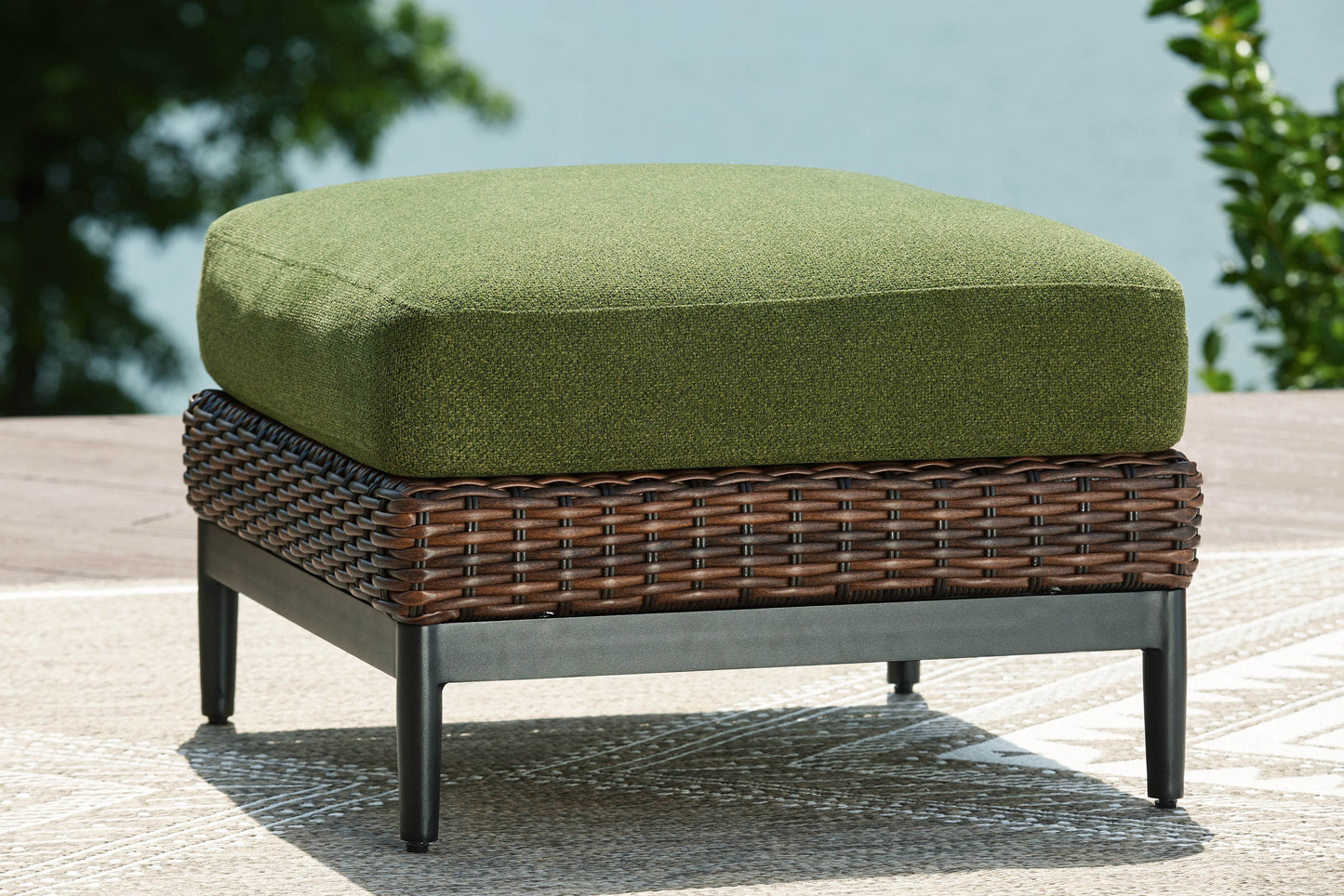 Horizon Hall - Brown / Green - Ottoman With Cushion - Forward Furniture