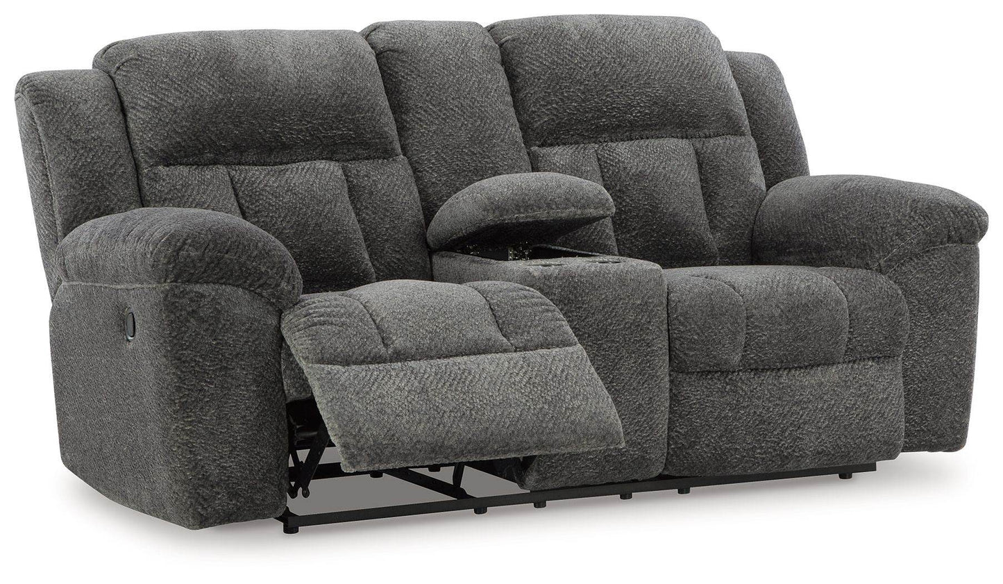 Frohn - Graphite - Dbl Reclining Loveseat With Console - Fabric - Forward Furniture