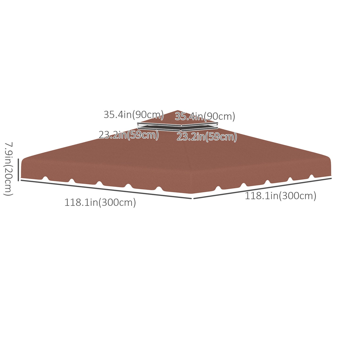 10' x 10' Gazebo Replacement Canopy, Gazebo Top Cover with Double Vented Roof for Garden Patio Outdoor TOP ONLY, Coffee