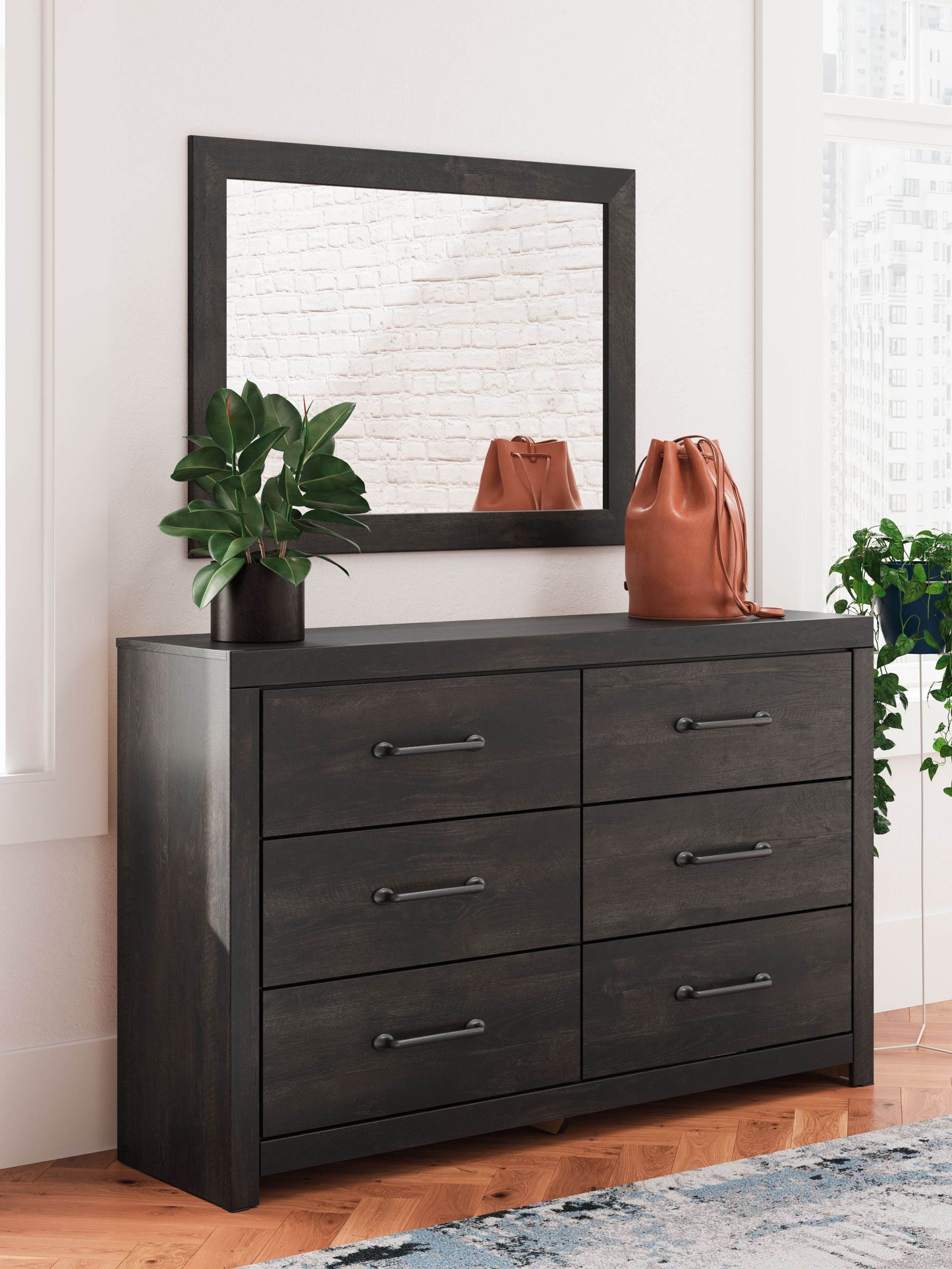 Hollivern - Dark Gray - Dresser And Mirror - Forward Furniture