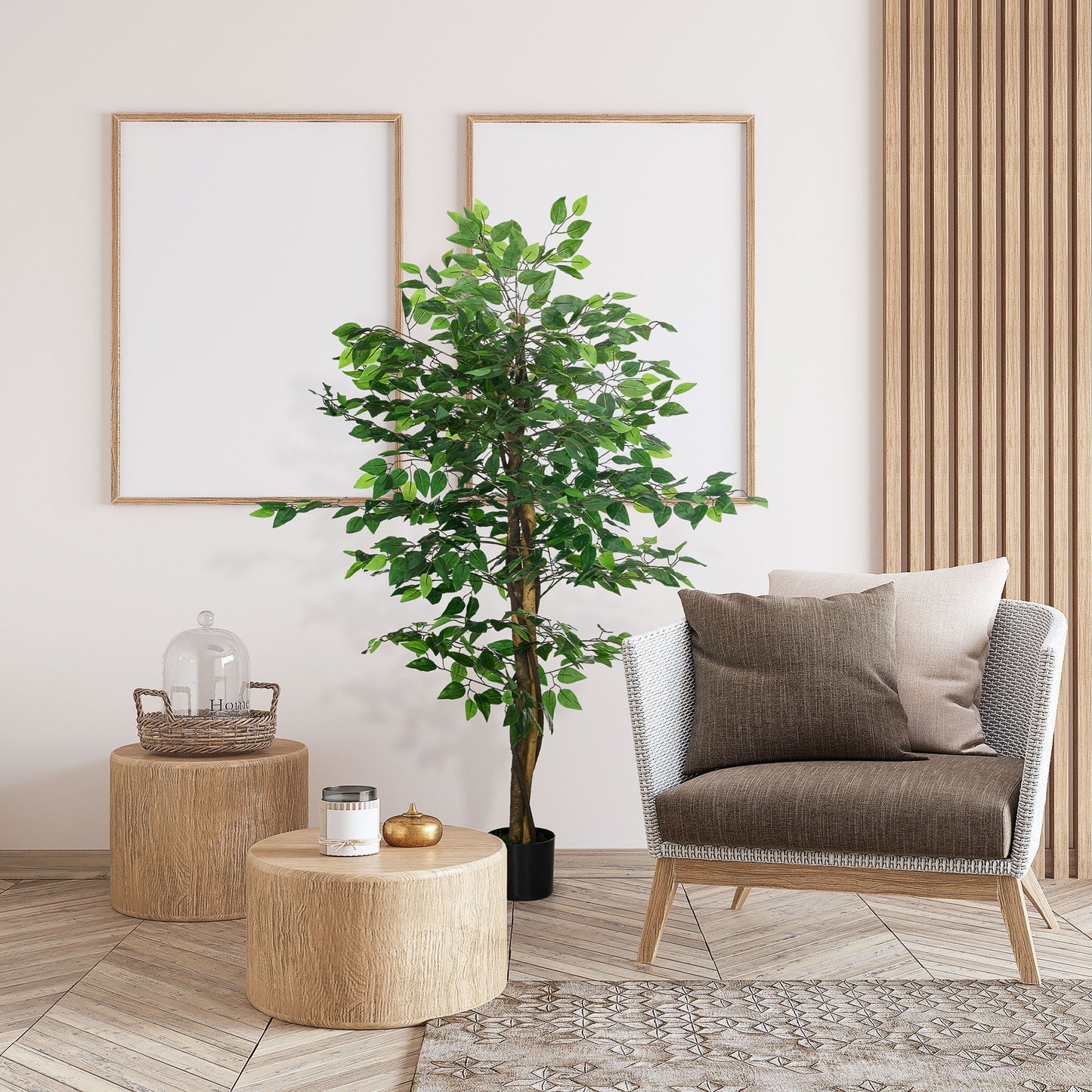 5ft Artificial Tree Ficus, Indoor Fake Plant with Pot, for Home Decor